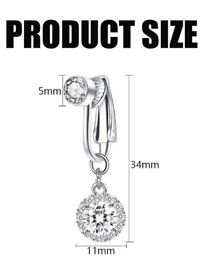 Stainless Steel Navel Ring Cubic Zirconia Round Decor Belly Button Ring for Women - Image 3