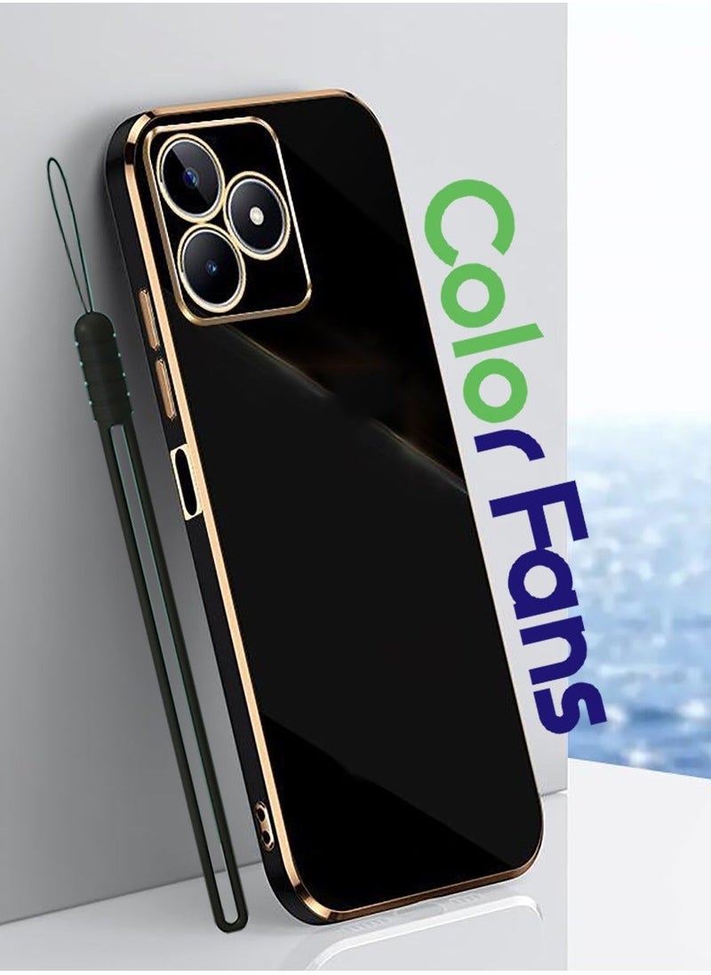 Color Fans Mobile Phone Case for Realme C53 Electroplated Protective Case Gold-Black  - Image 1