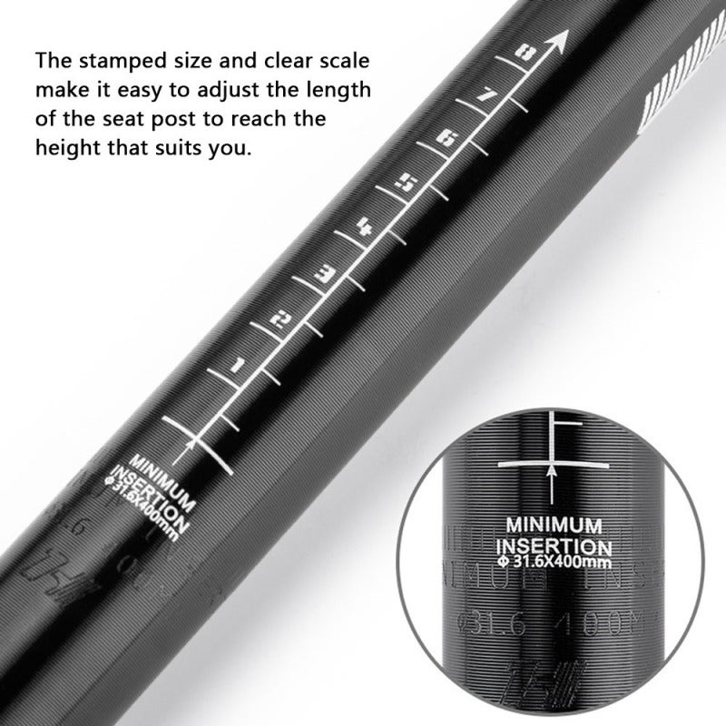 Bike Seatpost 27.2mm Black High-Strength Aluminum Alloy Shock-Absorbing - Double-Nail Back-Float Design Ergonomic Cycling Accessory for Mountain Road MTB Bicycles - Image 2