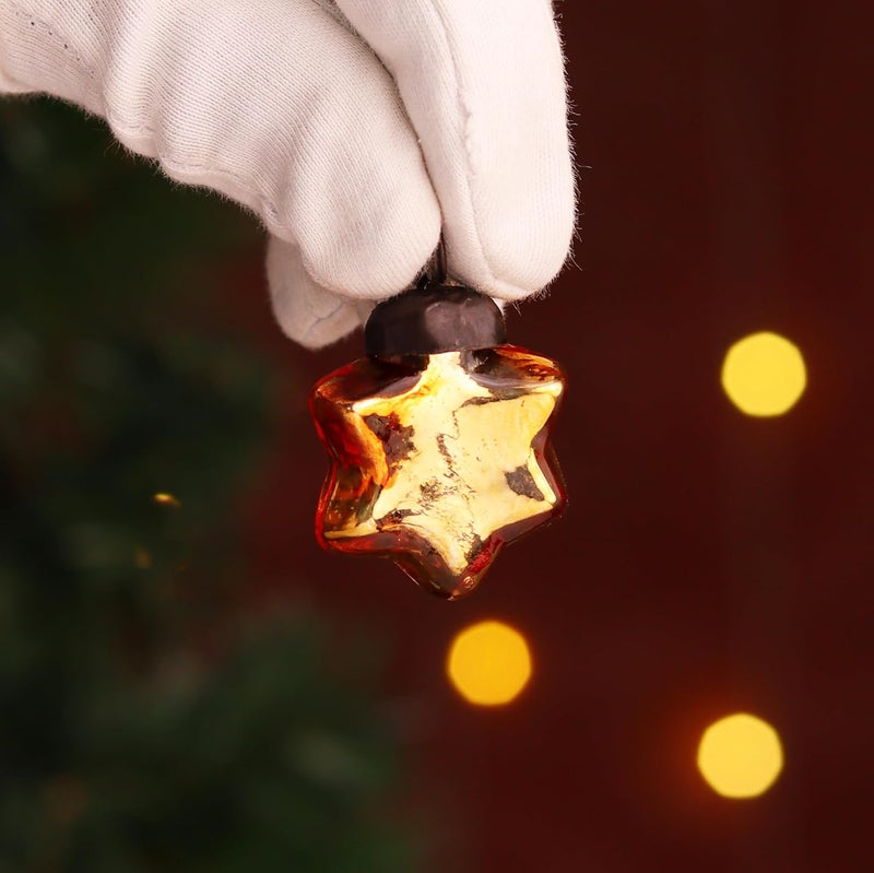 Indian-Shelf 200 Pieces Glass Silver Amber Christmas Ornaments Decorative Mercury Mini Vintage Bulk Hanging Ornaments for Halloween Christmas Tree New Year Valentine Day Holidays Event and Wedding Party Decor - Image 5