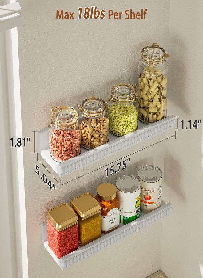 Alsonerbay Floating Shelves Wall Mounted Set of 2, Modern White Shelves with Lip, Wood Wall Shelves with Wooden Beads for Bedroom Living Room Bathroom Office and More White - Image 3
