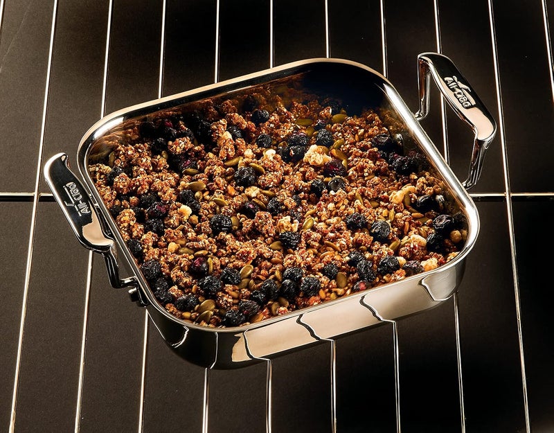 All-Clad Specialty Stainless Steel and Plastic Lid Square Covered Baking Pan 8x8 Inch Oven Broiler Safe 600F Pots and Pans Silver - Image 5