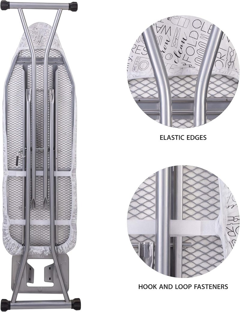 Simplify Ironing Board Cover | Scorch Resistant | Cotton | Thick Padding | Stretch Elastic Fit | Hook and Loop Fasteners | Cover ONLY | White - Image 4