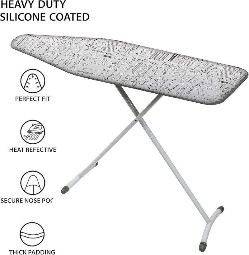 Simplify Ironing Board Cover | Scorch Resistant | Cotton | Thick Padding | Stretch Elastic Fit | Hook and Loop Fasteners | Cover ONLY | White - Image 1