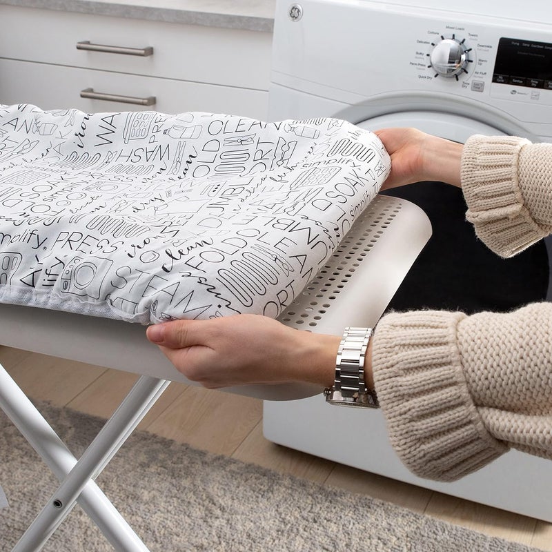 Simplify Ironing Board Cover | Scorch Resistant | Cotton | Thick Padding | Stretch Elastic Fit | Hook and Loop Fasteners | Cover ONLY | White - Image 5