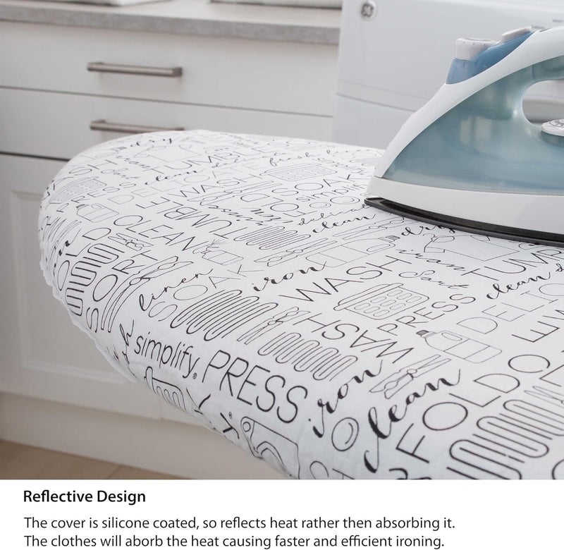 Simplify Ironing Board Cover | Scorch Resistant | Cotton | Thick Padding | Stretch Elastic Fit | Hook and Loop Fasteners | Cover ONLY | White - Image 2