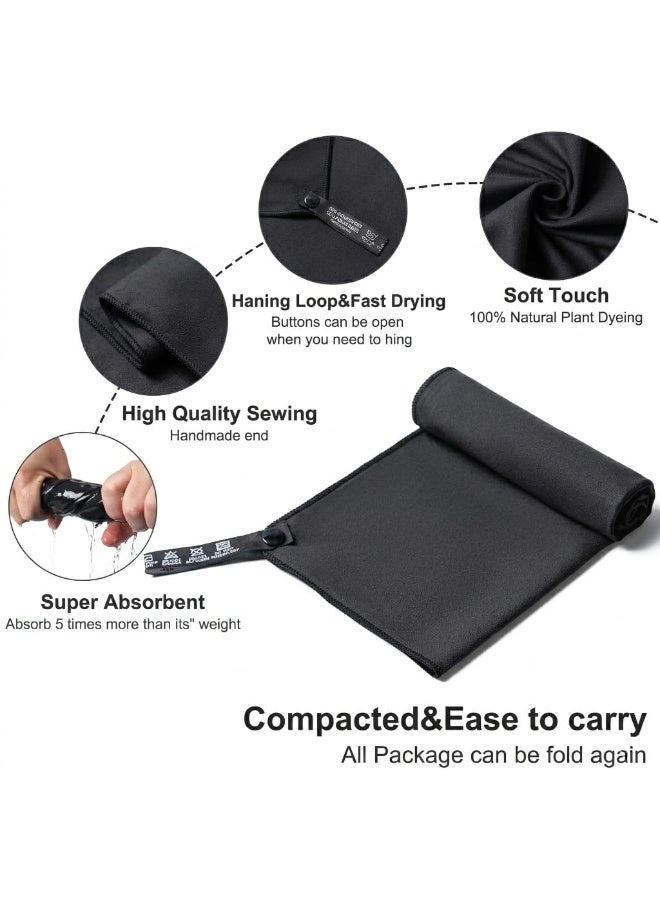 3 Pack Microfiber Travel Towels Set with Separate Buttons, Quick Dry Lightweight Gym & Beach Towels, Compact Camping Bath Sheet and Face Towels with Mesh Bag (38x38cm + 40x80cm + 76x152cm) - Image 3