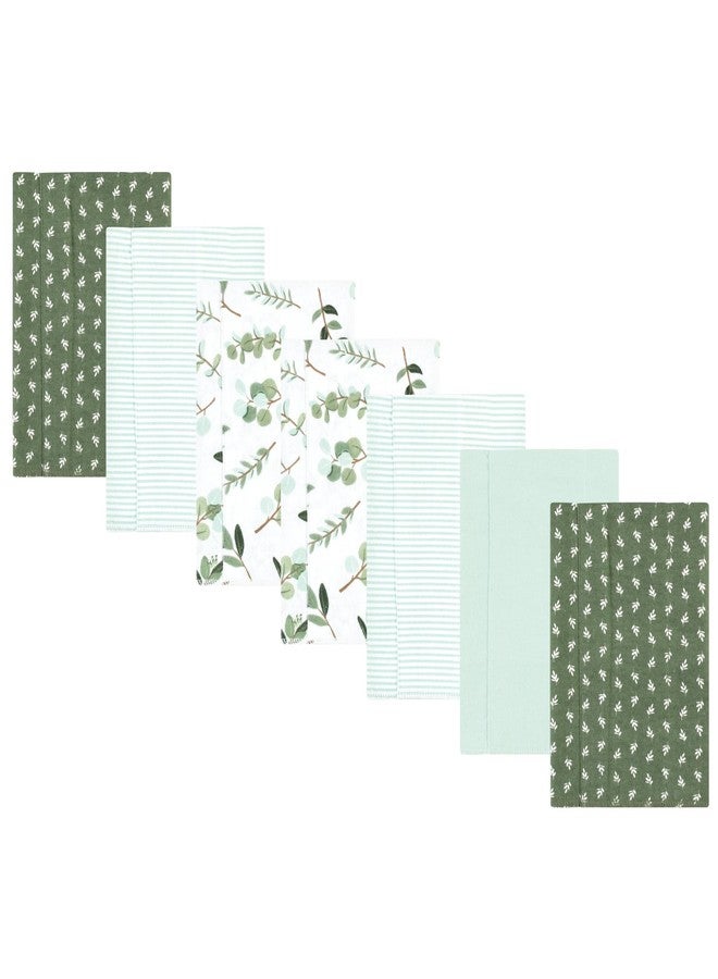 Luvable Friends Hudson Baby Flannel Burp Cloths 7pk, Sage Eucalyptus - Image 1