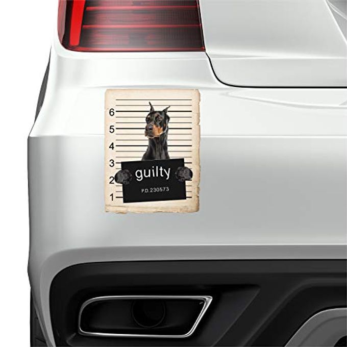 Work House Signs Doberman Pinscher Dog Mugshot Bad Dog Car Bumper Magnet, Magnetic for Refrigerator, Decorative Fridge, Office, Whiteboard, Kitchen, Locker Waterproof Decor, Family & Friends, 4x7 in - Image 3