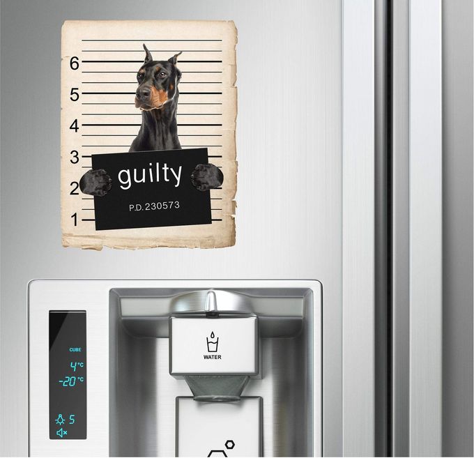 Work House Signs Doberman Pinscher Dog Mugshot Bad Dog Car Bumper Magnet, Magnetic for Refrigerator, Decorative Fridge, Office, Whiteboard, Kitchen, Locker Waterproof Decor, Family & Friends, 4x7 in - Image 5