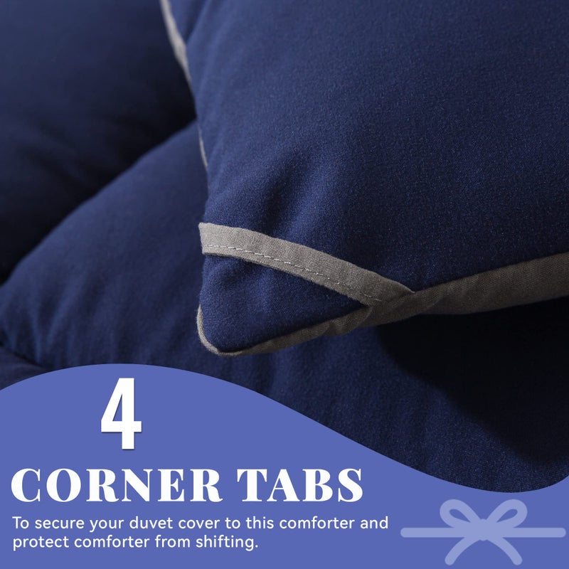 Cosybay Down Alternative Comforter (Blue/Grey, Twin) - All Season Soft Quilted Twin Size Bed Comforter - Duvet Insert with Corner Tabs -Winter Summer Warm Fluffy, 64x88 inches - Image 4