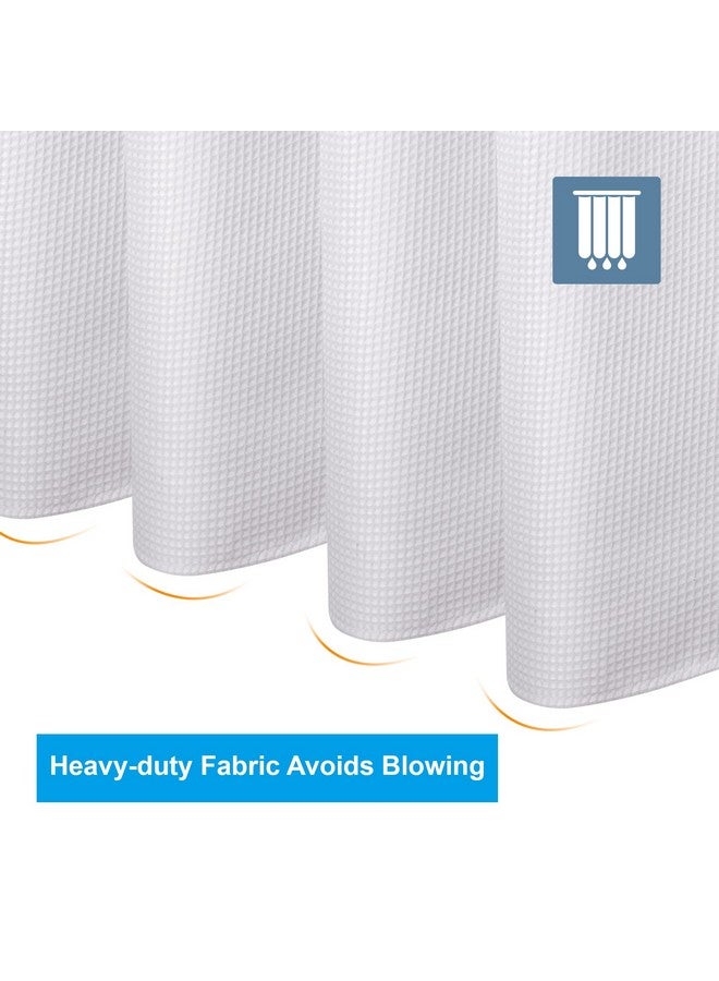 AmazerBath AmazerBath Waffle Shower Curtain - White, Heavy Duty Fabric, Hotel Quality for Bathroom, 72 x 65 Inches  - Image 5