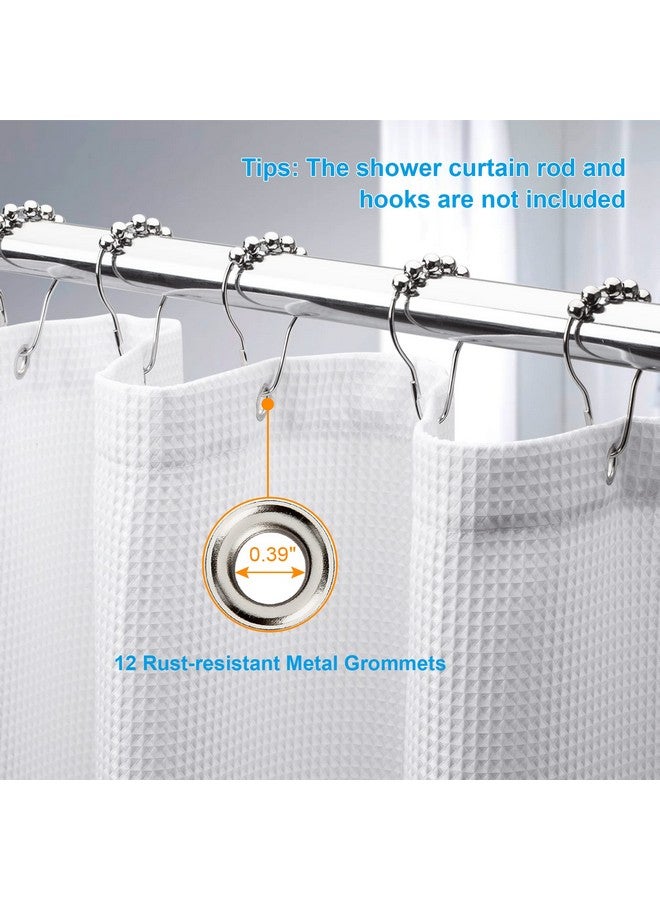 AmazerBath AmazerBath Waffle Shower Curtain - White, Heavy Duty Fabric, Hotel Quality for Bathroom, 72 x 65 Inches  - Image 3