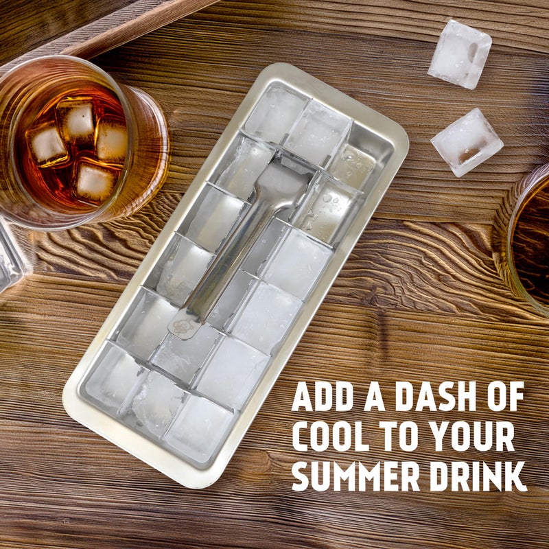 Captain Cranberry Stainless Steel Ice Cube Tray with lever (11", 18 cubes), Classic Metal Ice Cube Trays for Freezer, Vintage & Retro, Non Toxic, Plastic Free, Dishwasher safe - Image 5