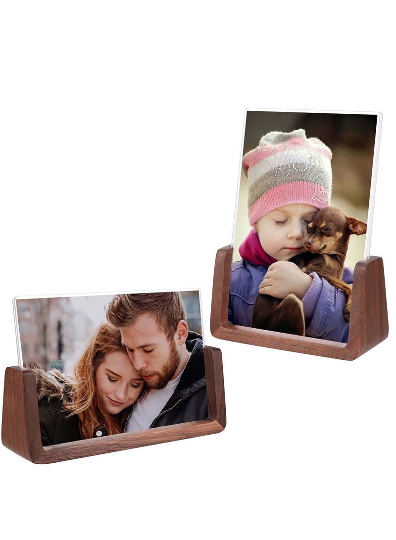 SYOSI 2 Pcs Wooden Picture Frame, Photo Frame with Solid Wood Base and High Definition Acrylic Glass Cover 5x7 Inch Horizontal & Vertical Photo Frame for Table Top Display Home Decor - Image 1
