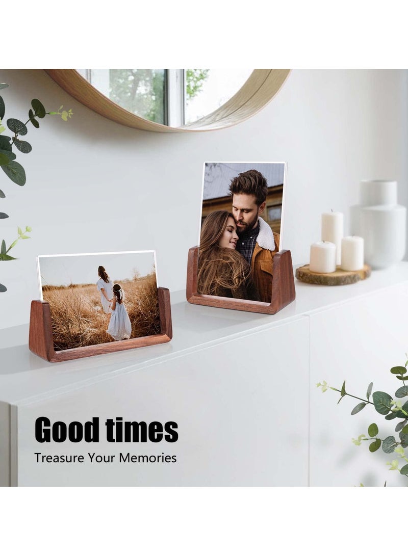 SYOSI 2 Pcs Wooden Picture Frame, Photo Frame with Solid Wood Base and High Definition Acrylic Glass Cover 5x7 Inch Horizontal & Vertical Photo Frame for Table Top Display Home Decor - Image 5