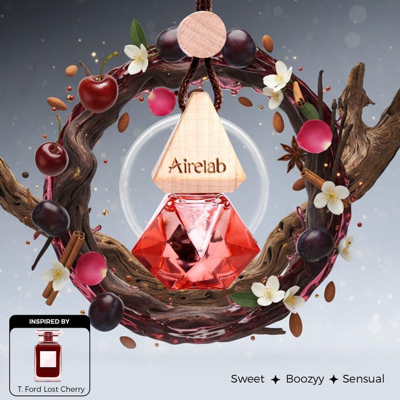 Airelab Car Air Freshener 8ml | Perfume-Style Fragrance Inspired by T. Ford lost cherry | Natural Essential Oil Glass Bottle with Wooden Diffuser | Lasts Up to 60 Days - Image 2