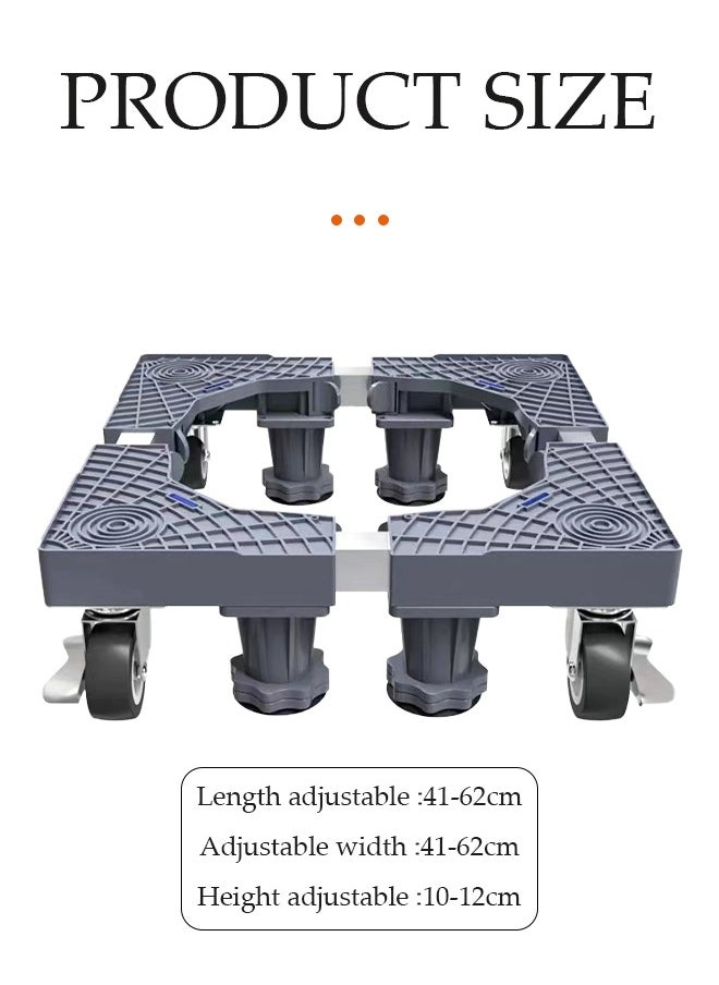 DUNISO - Washing Machine Base Stand, adjustable mobile base，with universal wheels and 4 single lock wheels, moisture resistant and durable，suitable for washing machines, dryers, refrigerators - Image 1