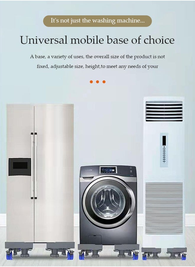 DUNISO - Washing Machine Base Stand, adjustable mobile base，with universal wheels and 4 single lock wheels, moisture resistant and durable，suitable for washing machines, dryers, refrigerators - Image 1