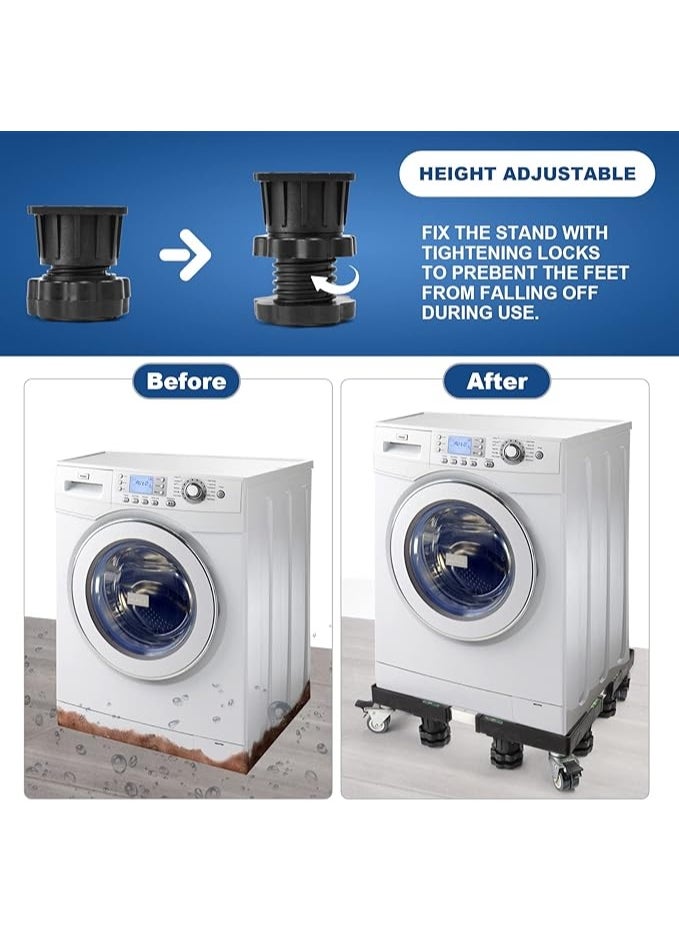 Washing Machine Base Stand, Adjustable Mobile Base，With Universal Wheels And 4 Single Lock Wheels, Moisture Resistant And Durable，Suitable For Washing Machines, Dryers, Refrigerators