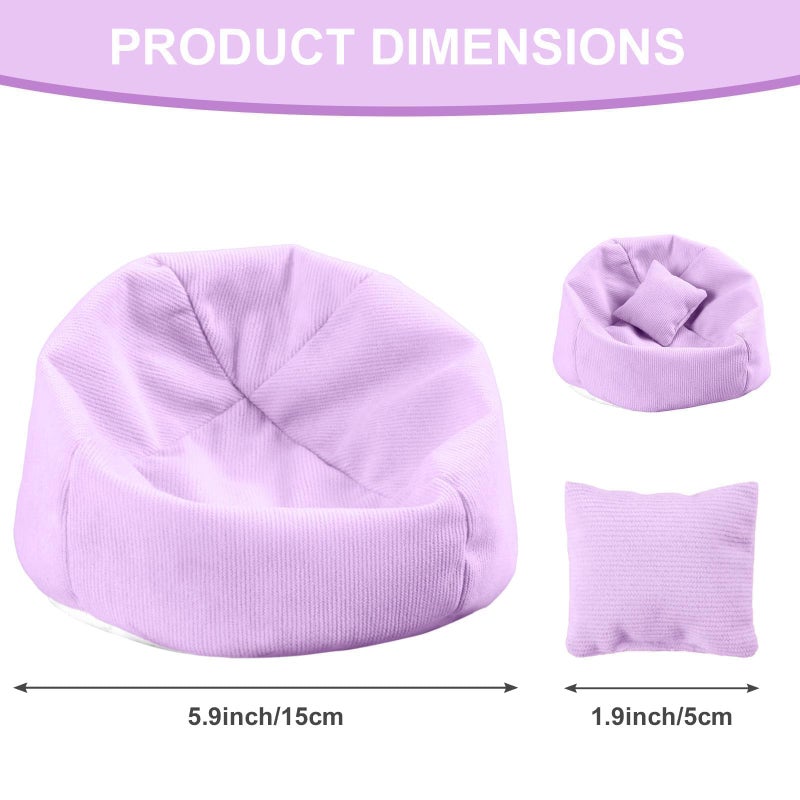 Walant Doll Car Seat Compatible with Labubu, Handmade Bean Bag Chair for 15-17cm Doll, Anti-Slip Bottom, Cute Doll Accessories for Display, Fans&Collectors Gifts, Durable Corduroy Fabric (Light Purple) - Image 3