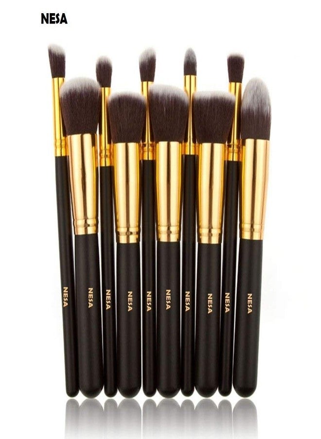 Nesa Makeup Brush Set with Pink Makeup Sponge, 4 Brushes, Beige Brush Holder (Multi Coloured, Pack of 10 Makeup Brush) - Image 3