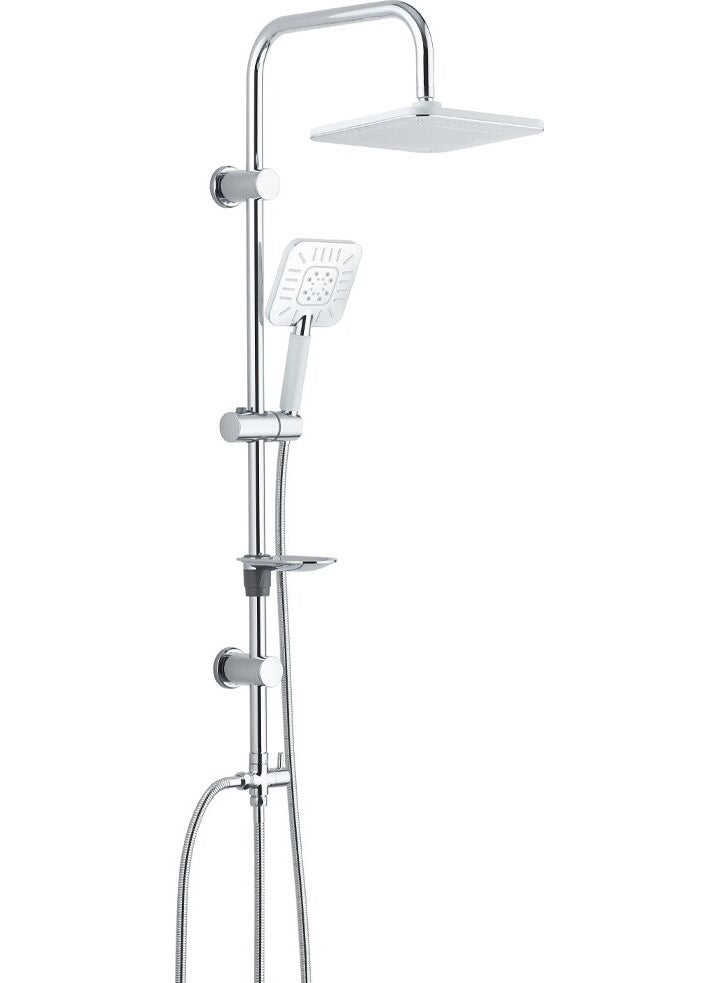 T-may - Eca Luna Bathroom Faucet+ Bathroom Çamlıca Square Top Shower Set Set Stainless Chrome - Image 1