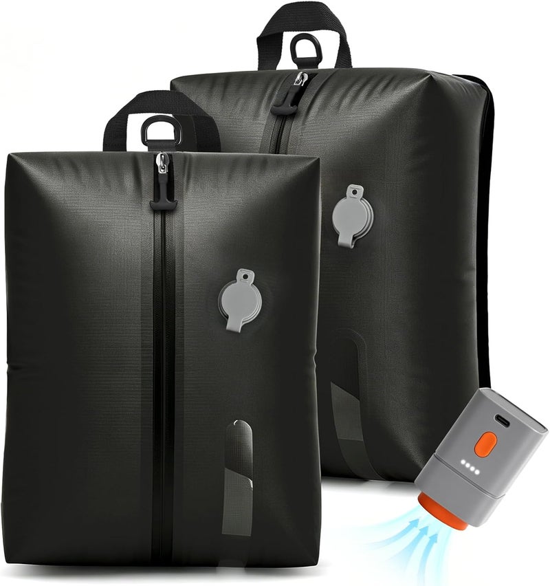 Accenter Vacuum Bags for Clothes Travel, IP68 Waterproof Storage Bag, Reusable Suitcase Organiser for Storing Clothes, Travel Gadgets with Electric Pump - Image 1