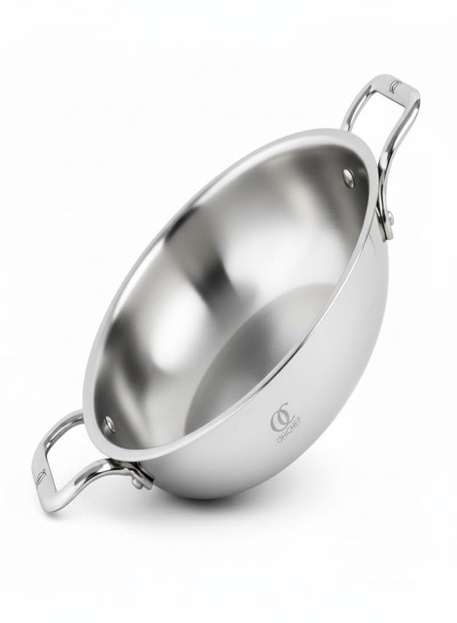 Omichef Triply Stainless Steel Kadai | 30 cm (6 L, 2.2 kg) | ISI Certified, Food-Grade, Rust-Free & Toxin-Free | Induction Friendly | Durable Triply Cookware | 5-Year Warranty - Image 1