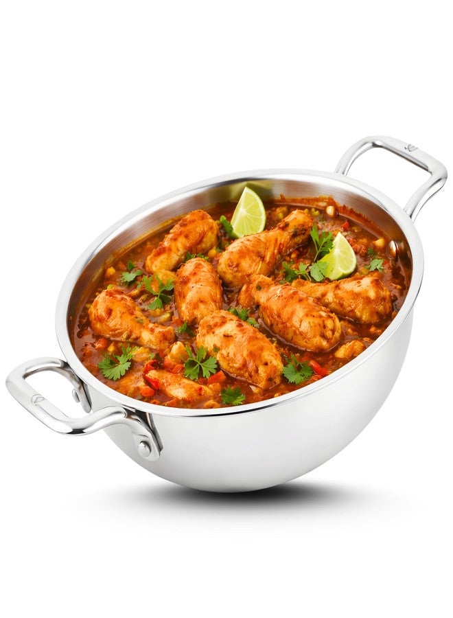 Omichef Triply Stainless Steel Kadai | 30 cm (6 L, 2.2 kg) | ISI Certified, Food-Grade, Rust-Free & Toxin-Free | Induction Friendly | Durable Triply Cookware | 5-Year Warranty - Image 2