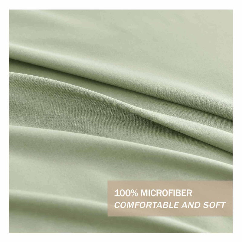 نانكو Nanko Sage Green King Size Set Set Spring Soft Microfiber أسفل البديل لحاف مبطن ، إدراج مزرعة حديثة مجموعات الفراش المحايدة في حقيبة للنساء الرجال 104 × 90 بوصة 3pcs أخضر فاتح - Image 5