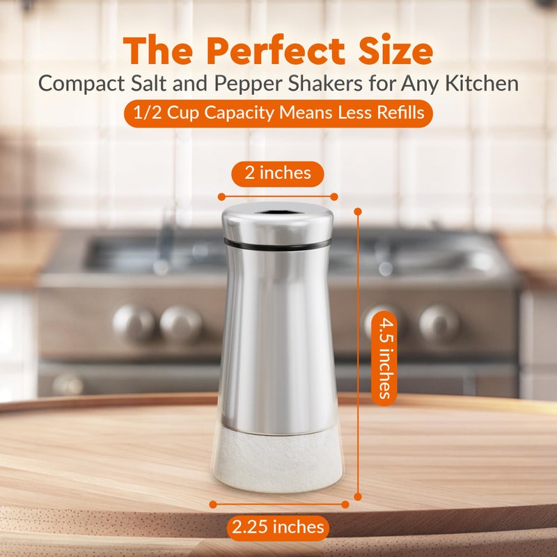 HOME EC Original Glass Salt shaker or Pepper Shaker with Adjustable Pour Holes - Stainless Steel Encased - For salts, ground peppercorns and spices - Great For Farmhouse or RV Camping - Image 5