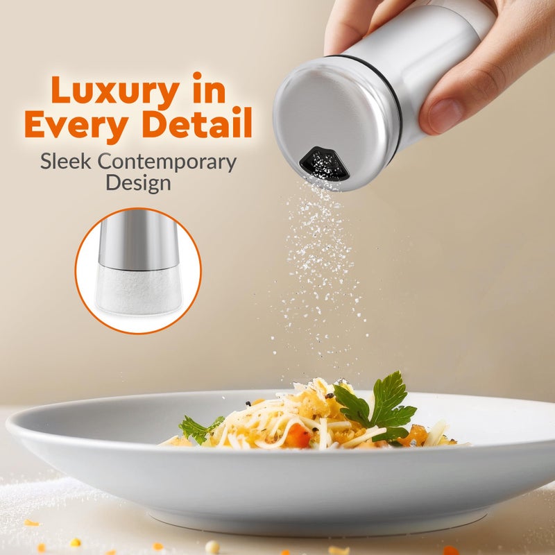 HOME EC Original Glass Salt shaker or Pepper Shaker with Adjustable Pour Holes - Stainless Steel Encased - For salts, ground peppercorns and spices - Great For Farmhouse or RV Camping - Image 3
