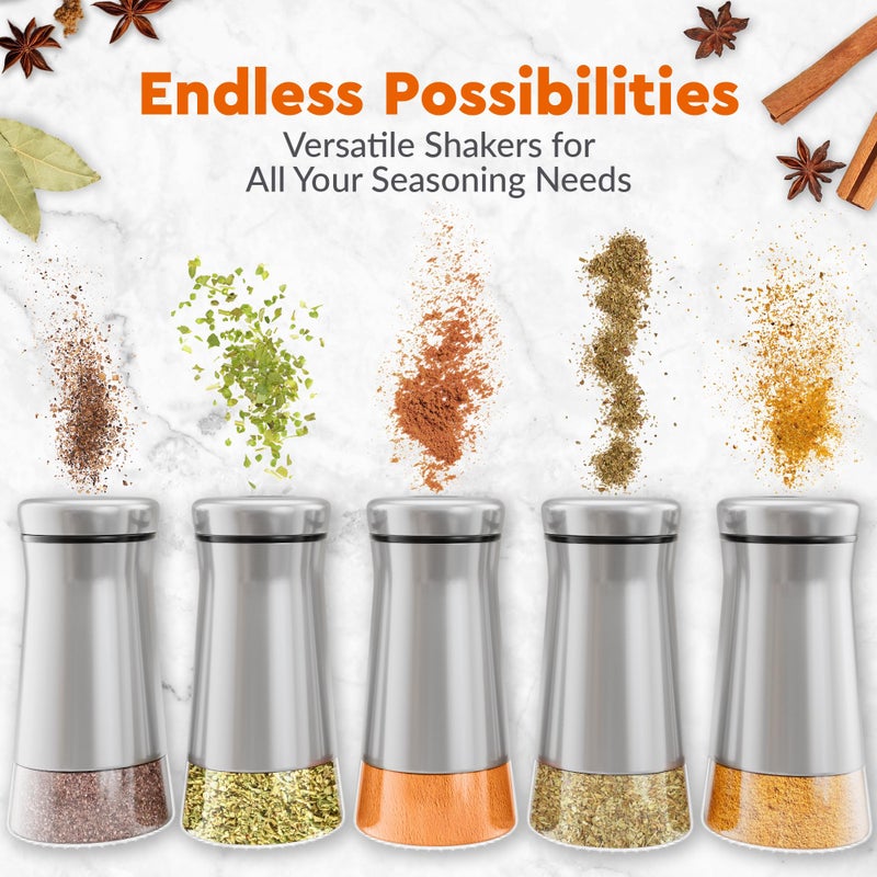 HOME EC Original Glass Salt shaker or Pepper Shaker with Adjustable Pour Holes - Stainless Steel Encased - For salts, ground peppercorns and spices - Great For Farmhouse or RV Camping - Image 4