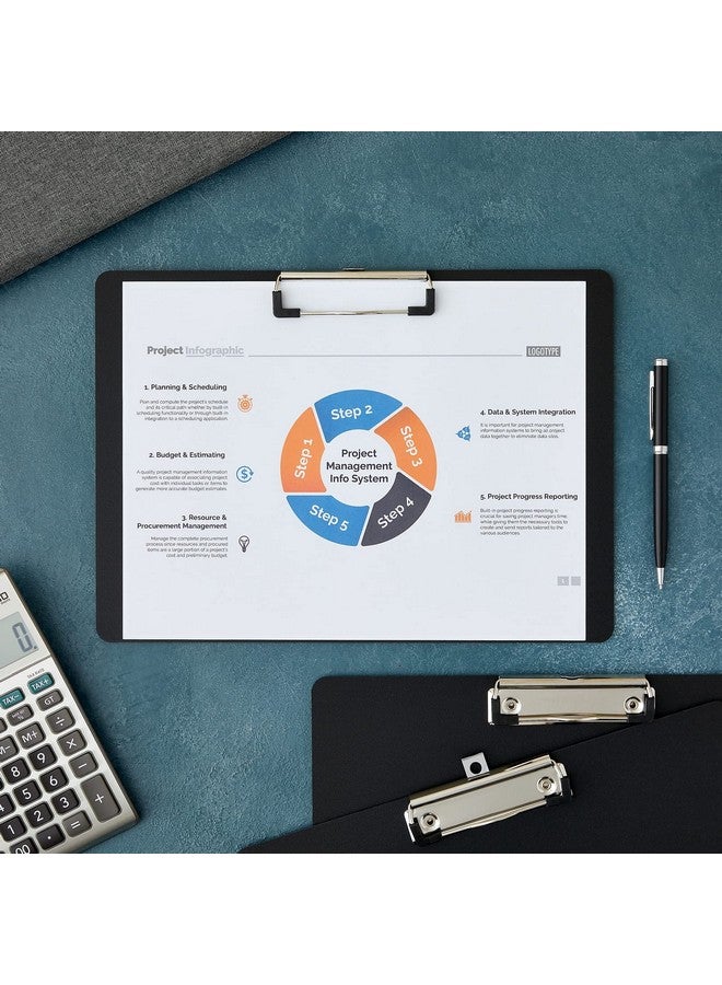 يوفال مجموعة من 4 ألواح بلاستيكية سوداء بمشبك منخفض الارتفاع، ألواح تثبيت أفقية مقاس 12.4 × 8.9 بوصة، تخطيط أفقي، مقاس الحروف للرسم والتخطيط والمستلزمات الفنية - Image 5