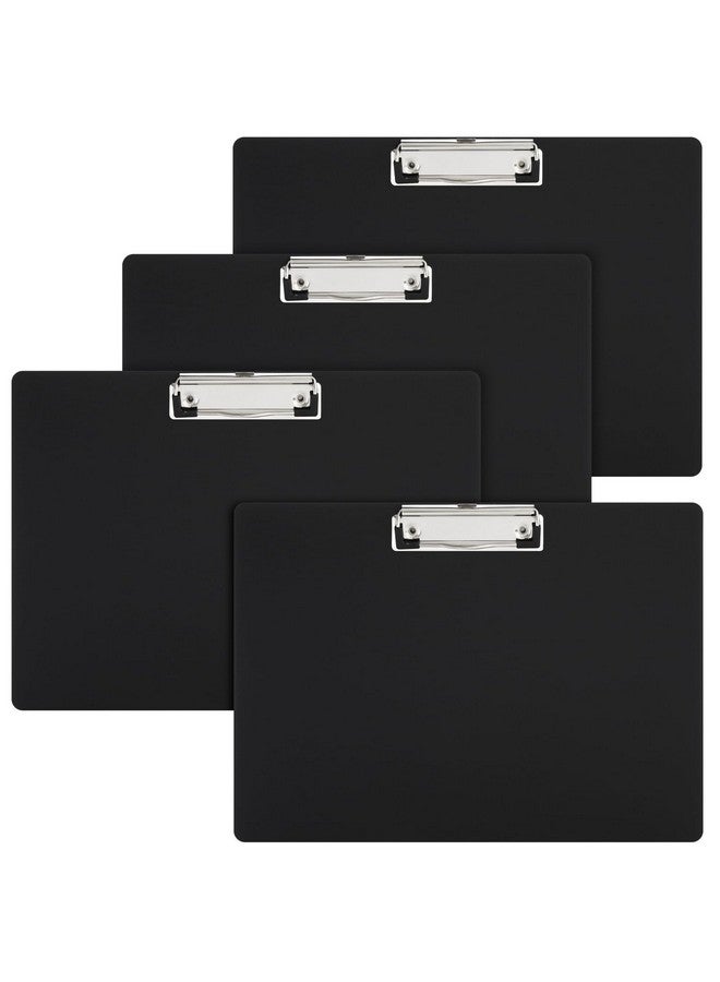 يوفال مجموعة من 4 ألواح بلاستيكية سوداء بمشبك منخفض الارتفاع، ألواح تثبيت أفقية مقاس 12.4 × 8.9 بوصة، تخطيط أفقي، مقاس الحروف للرسم والتخطيط والمستلزمات الفنية - Image 1