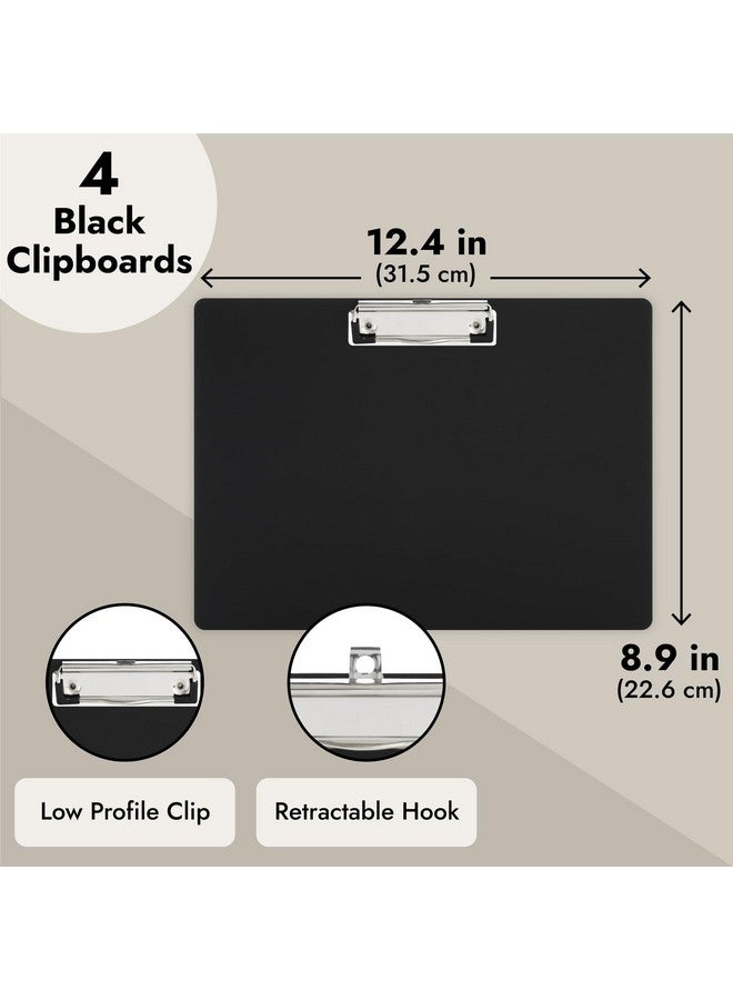 يوفال مجموعة من 4 ألواح بلاستيكية سوداء بمشبك منخفض الارتفاع، ألواح تثبيت أفقية مقاس 12.4 × 8.9 بوصة، تخطيط أفقي، مقاس الحروف للرسم والتخطيط والمستلزمات الفنية - Image 4