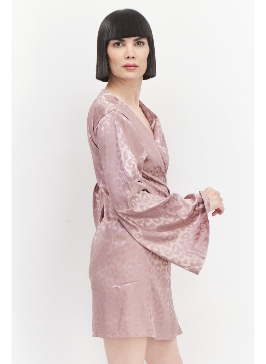 Koco & K Women Textured Casual Mini Dress, Light Mauve  - Image 4