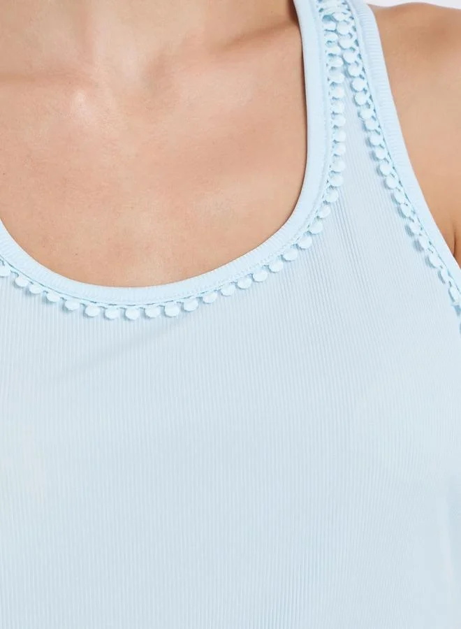 Styli Multi Rib Round Neck Racerback Tank and Shorts Set for Women | Best Price UAE