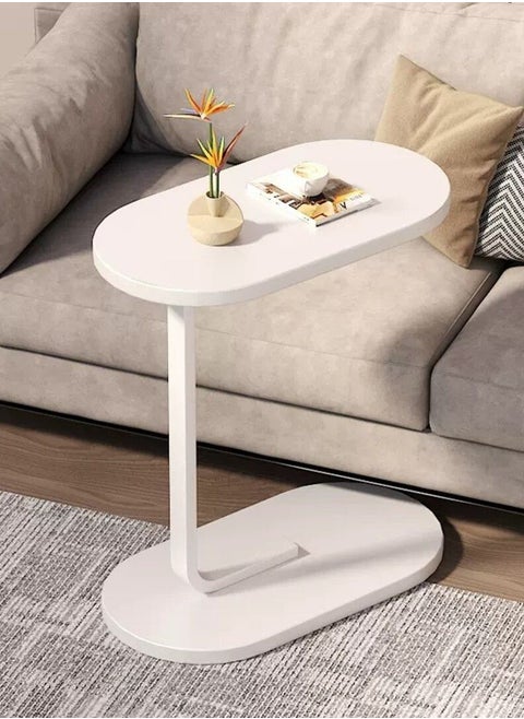 Couch Table, C Shaped End Table, Sofa Side Table Slide Under for Living Room Bedside Bathroom Rustic Office Laptop Snack Coffee Table, Metal Frame, Easy Assembly 45*30*63CM
