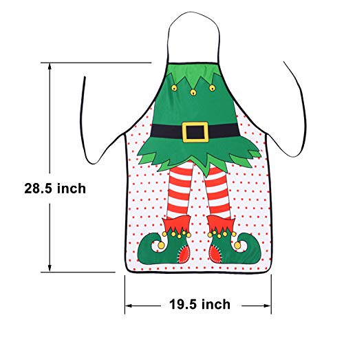 Lvydec Christmas Funny Elf Apron, Cute Kitchen Chef Bib BBQ Cooking Aprons for Adult, Holiday Kitchen Apron Funny Creative Apron Dress Christmas - Image 5