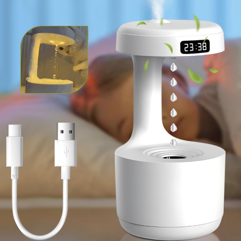 Air Humidifier 800ml, Anti-Gravity Ultrasonic Cool Mist Air Humidifier, Silent Portable Humildifier with 8 Hour Timing Ultrasonic Cool Mist Humidifiers with LED Display Air Purifiers for Bedroom