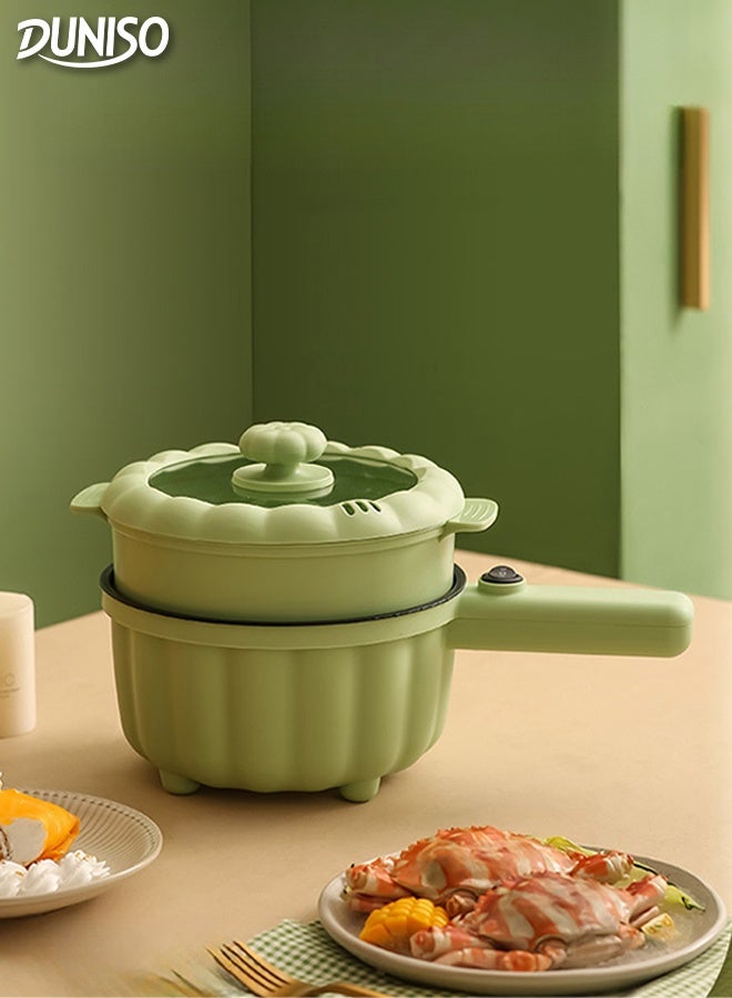 DUNISO 2L Electric Cooking Pot Non-Stick Mini Electric Pot with Steamer 2 Gear Rapid Portable Multifunctional Electric Hot Pot with Overheat Boil Dry Protection Multi-Cooker with Lid for Travel Dormitory - Image 1