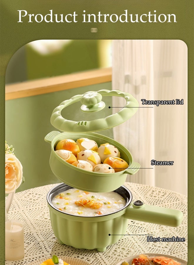 DUNISO 2L Electric Cooking Pot Non-Stick Mini Electric Pot with Steamer 2 Gear Rapid Portable Multifunctional Electric Hot Pot with Overheat Boil Dry Protection Multi-Cooker with Lid for Travel Dormitory - Image 2