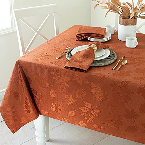Benson Mills Harvest Legacy Damask Fabric Table Cloth Fall, Harvest, and Thanksgiving Tablecloth (Rust/Burnt Orange, 60" x 120" Rectangular) - Image 3