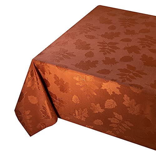 Benson Mills Harvest Legacy Damask Fabric Table Cloth Fall, Harvest, and Thanksgiving Tablecloth (Rust/Burnt Orange, 60" x 120" Rectangular) - Image 5