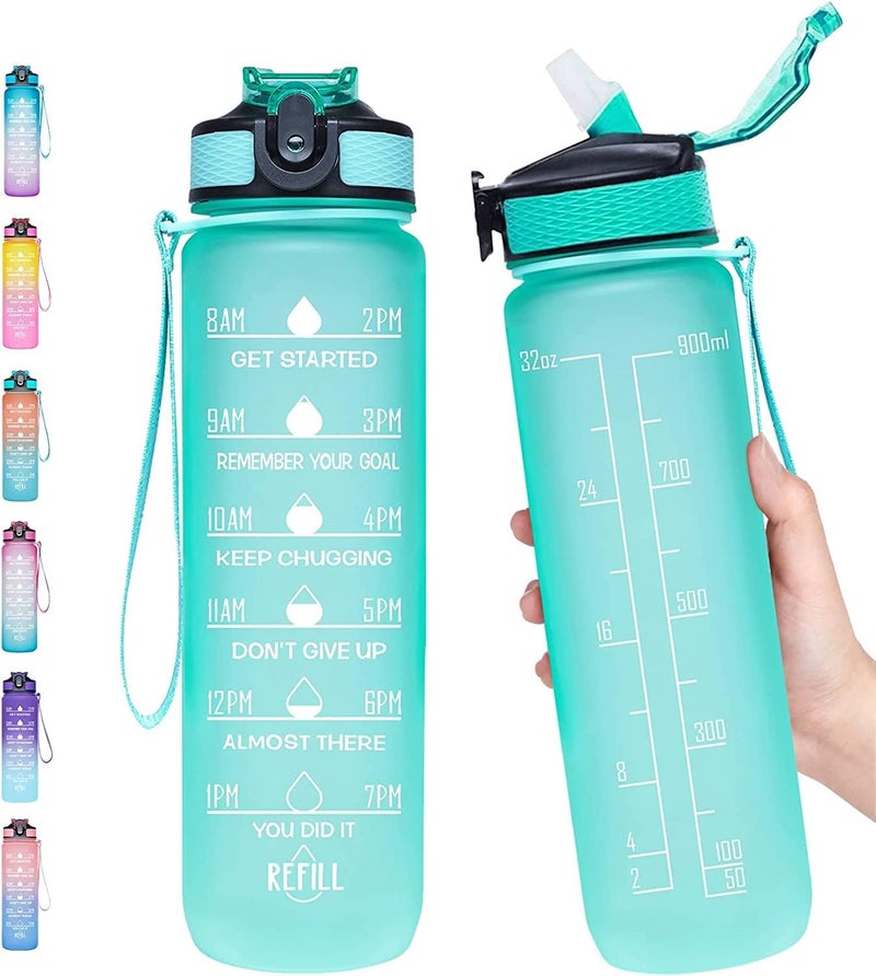 HILY Original Tritan Motivational Water Bottle with Straw(Green) - Image 1