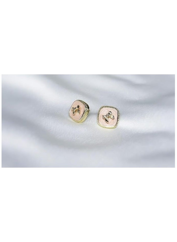 بونكا أقراط بونكا الأنيقة للفتيات والنساء تستحقها كل امرأة  حلق مربع أنيق برسمة فيونكة - Image 2