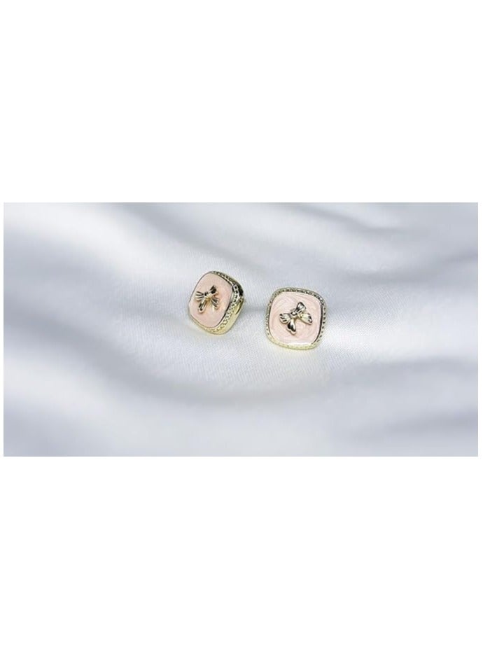 بونكا أقراط بونكا الأنيقة للفتيات والنساء تستحقها كل امرأة  حلق مربع أنيق برسمة فيونكة - Image 3