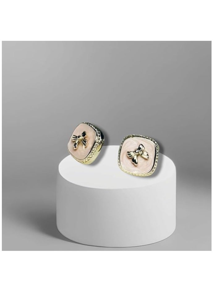 بونكا أقراط بونكا الأنيقة للفتيات والنساء تستحقها كل امرأة  حلق مربع أنيق برسمة فيونكة - Image 4